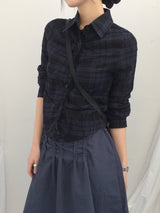 ruffle frill checkered short shirt