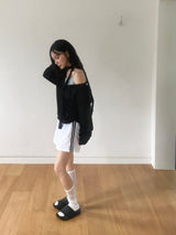 Two-line nylon washable shorts (8c)