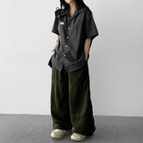 Ind patch label roll-up short sleeve shirt shirt