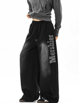 Mershier Side Print Pigment Wash Wide Training Pants