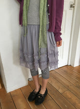 Rie Layered Banding Mesh Midi Skirt