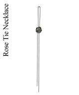 silver rose tie necklace