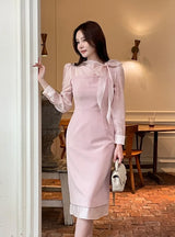 26FW★ジェシア タイ シフォン Hライン ロングワンピース