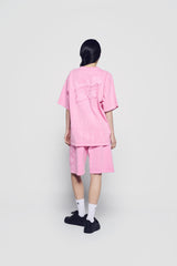 24FW アップリケロゴピグメントショートスリーブTシャツライトピンク