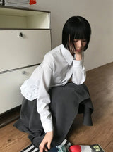 ブルームフリルストライプシャツ