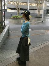 フレアボタンワイドバミューダパンツ (3c)