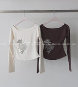 パフュームフラワーオフショルダーTシャツ