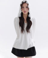 スノーフレーク レース フーデッド Tシャツ_TT6S212IV