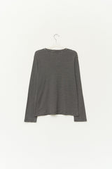ネックスタッドボーダー長袖Tシャツ