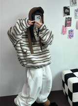 フリース❤リベットツーピンタックロングパンツ🖤🤍🩶3カラー