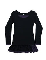 dot frill layered top / black
