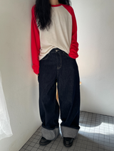 indigo wide pants