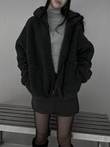 [unisex] sherpa hoodie fleece zip-up (2color)