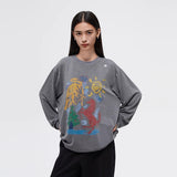 FMACM Bored and Mad 24AW Crayon Hand-Painted Cow Horse Comfortable Skin-Friendly Long Sleeve T-Shirt