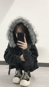 [MADE] FLEECE FUR MILITARY CAMO HOOD