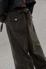 Studded pattern cotton pants