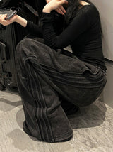 Vintage Washing Triple Line Wide Pants