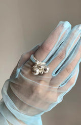 White silver balls ring