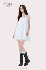 Punching Daisy White Sleeveless Dress 