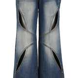 Stud Cat Eye Cut out denim pants