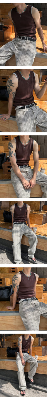 [S/S] High ribbed logo sleeveless(6color)