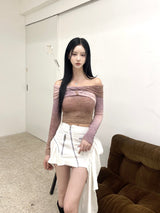 1435. Gradation ribbon off knit (2color)