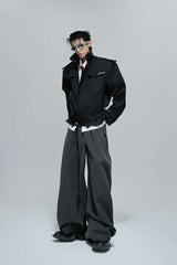Deconstructed Striped Wide Leg Trousers