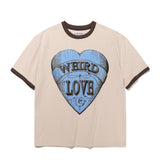 ハートグラフィックリンガーTシャツ（青
