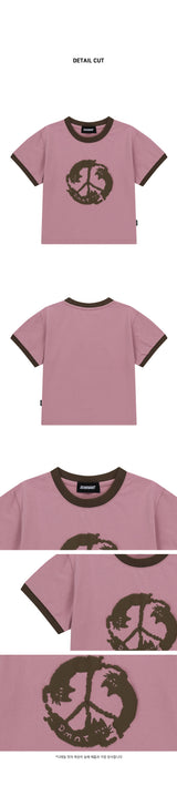 Unicorn Ringer Crop T-Shirt_WhitePurrfect Peace Ringer Crop T-Shirt_Pink