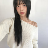Zar off-shoulder lip neck loose fit semi-cropped knitwear