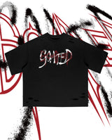 ゴーテッドカッティングオーバーサイズTシャツ(ブラック)