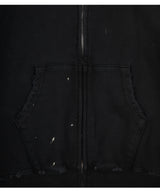 カットダメージウォッシングフードジップアップ [ BLACK ]