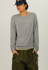 DL Stripe Layered Crop Long Sleeve T