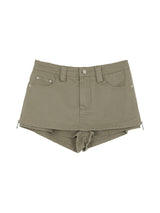 khaki cotton mini pants skirt