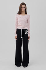 09 Numbering straight pants, Black