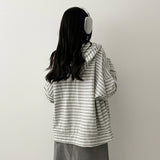 イッタオーバーフィット ストライプ ダンガラ フード付き ジップアップ