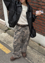 CAMO COTTON BALLOON PANTS