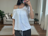big dot off shoulder tee
