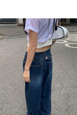 (Unisex) バックボタンデニムパンツ