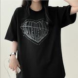 フェイスハートボクシーフィット半袖Tシャツ