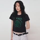 NICOLE ROSE PRINTING CROP TOP_BLACK GREEN
