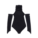 ルーズネックロングスリーブボディースーツ (black)