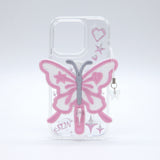 SUN CASE CLEAR  PATCH BUTTERFLY PINK