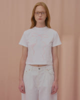 ウェーブパールリボンクロップTシャツ-WHITE