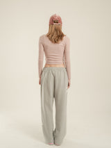 [FW ver] SWEET RIBBON SWEAT PANTS - GRAY/WHITE