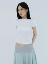 ベーシック エッセンシャル リブ ボートネックトップ(WHITE)