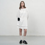 ダブルフレアストリングワンピース [WHITE]