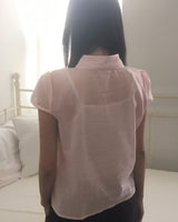 Trang Stripe See-Through Short Sleeve Shirt