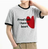 エッセンシャルスタンダード半袖リンガーTシャツ レッドハートメランジ