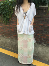 パッチ フラワー スカート